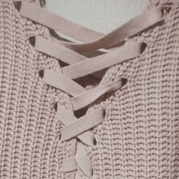 Final $5 3/$12 Witty Fox "Ladies Lace Back Sweater 3/4 Sleeves" Sz. S Di… - Picture 4 of 5